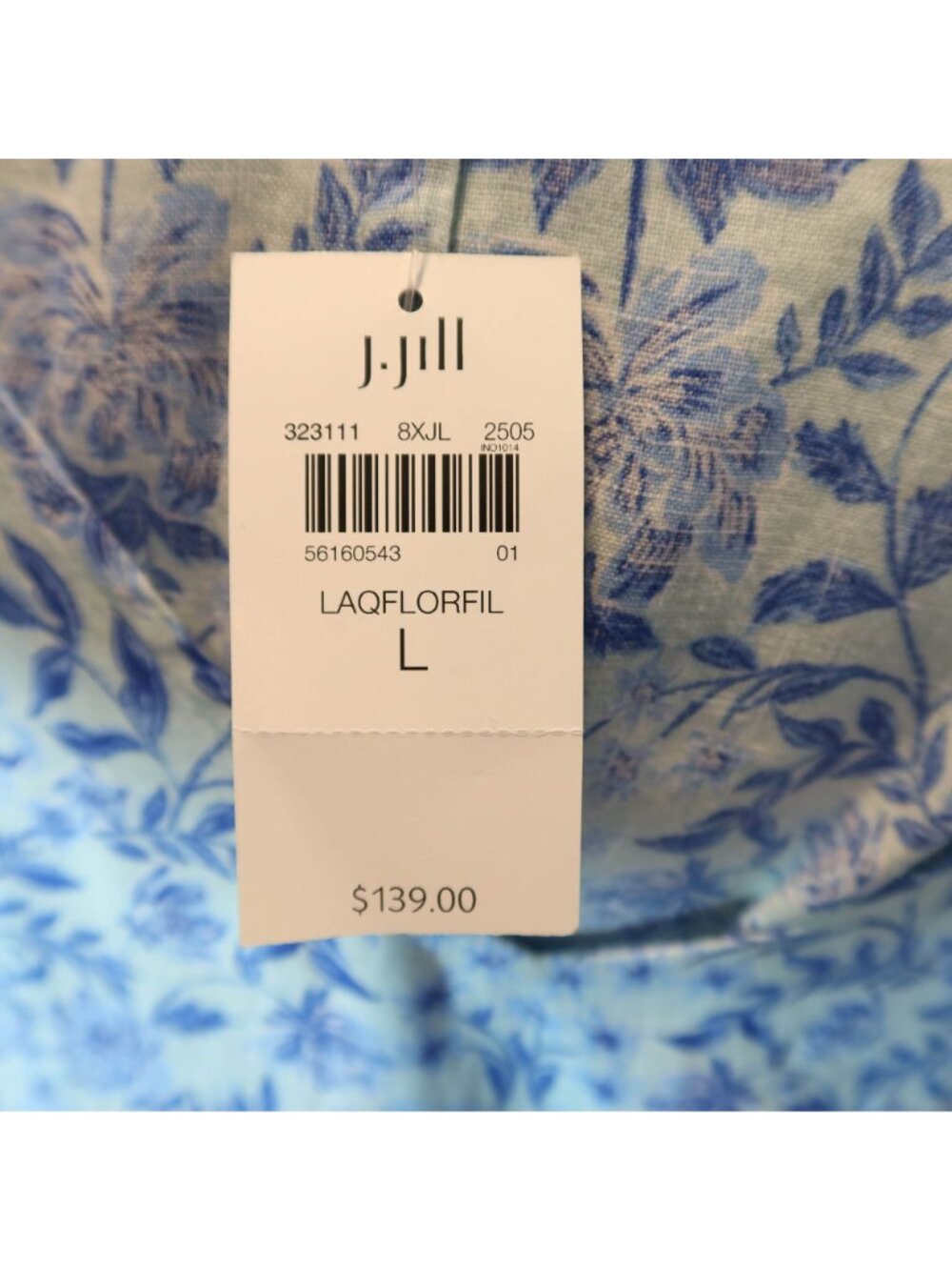 J JILL Love Linen V Neck Maxi Dress Size L NWT Aqua Floral Coastal Summer - Picture 10 of 11